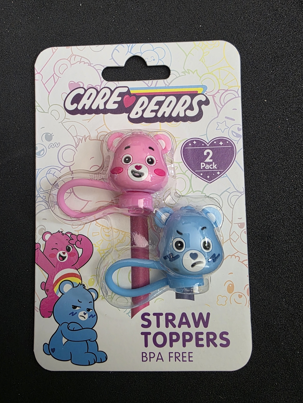 Care Bears Pink and Blue Straw Toppers 2-Pack